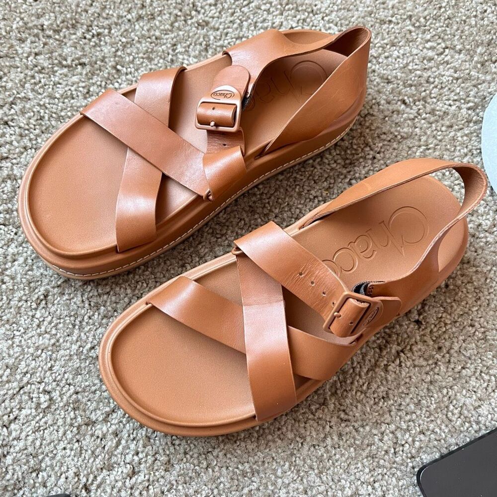 Chaco Townes Midform Leather Platform Sandal Brown SZ 7 NWOT - Picture 5 of 9